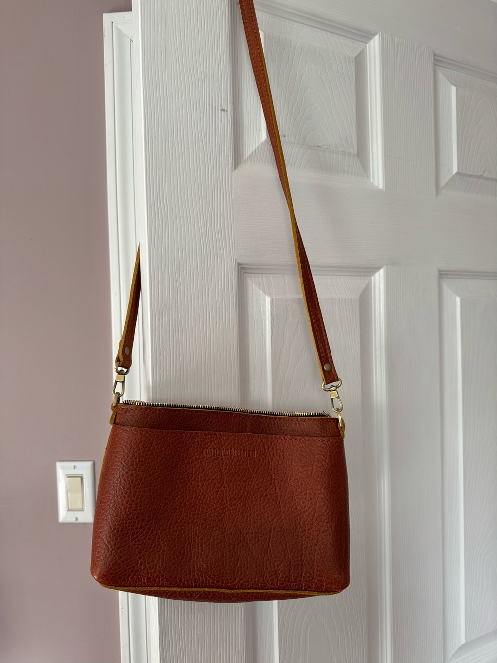 Portland Leather small Poppy Crossbody purse in sienna BRAND NEW